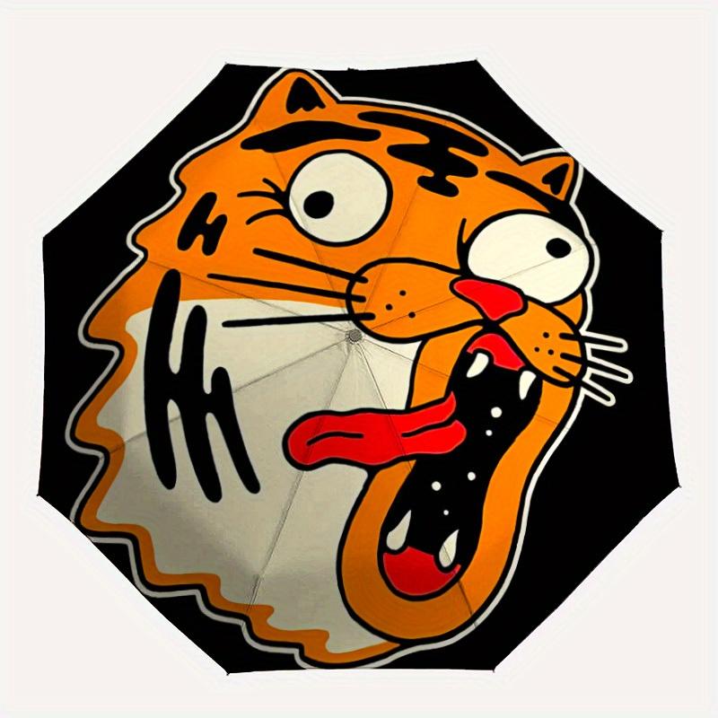 

1pc Cartoon Tiger DesignAutomatic Folding Umbrella, Portable & Foldable Design with 8 Ribs, Casual Outdoor Accessory yy250804160
