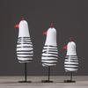 3Pcs/Set Chic Painted Chicken Statue Stylish Desktop Rooster Figurine  Home Decor