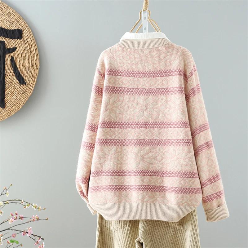 Sweaters Coat Cardigan for Women Autumn Winter Large Size Vintage Loose Long Sleeve Knit Sweaters Coat
