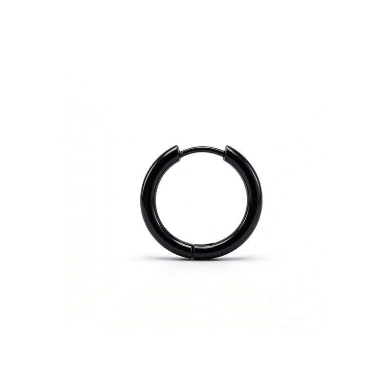 

European Hip Hop Hiphop Male Titanium Steel Inscribed Ear Ring Black, 15mm Outer Diameter, Single Unit
