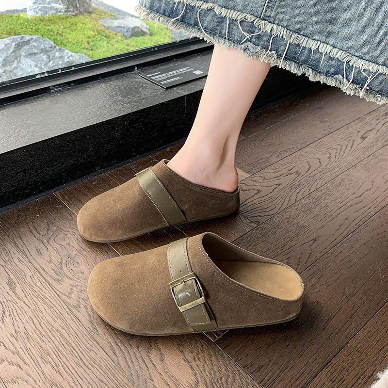 Single Shoes One Pedal Lazy Shoes Platform Bag Head Half Slippers Women Wear Mori Birkenstocks