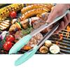 Silicone Non-SlipTongs for Cooking, 430 Steel Table Tongs for Kitchen Salad, Pasta, Grilling, BBQ, Heat Resistant Tip, Strong Grip for Meat Sky Blue