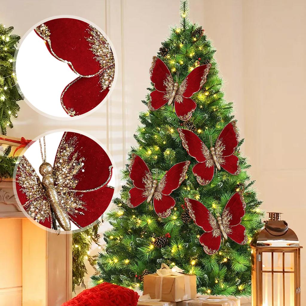 Fabric Simulation Bow Clip Velvet Powder Flocking Christmas Tree Decoration Scene Layout