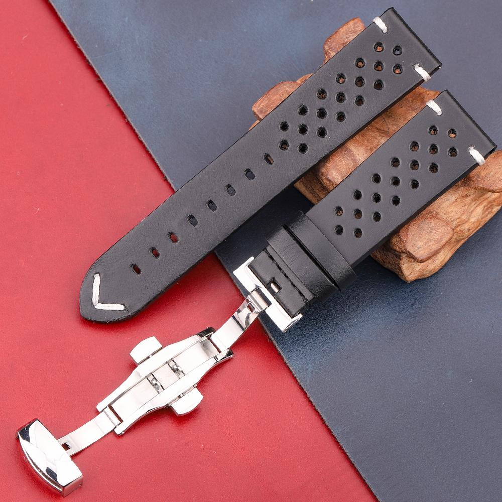 

Ремінець для годинника Ремінець для годинника з натуральної шкіри преміум-класу з пряжкою у формі метелика Швидке з’єднання 18 20 22 24 мм Доступні 4 кольори Ремінці для годинників 24mm