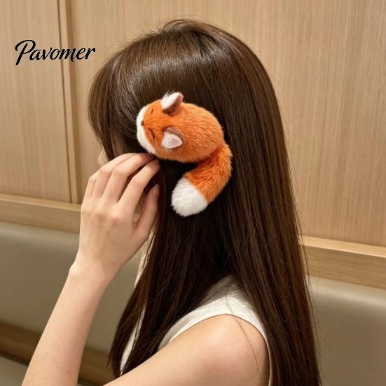 Praktische Haarspangen für jedes Outfit Plüschfuchs-Clip, Niedliche Tier-Haarnadel, Weiche Pelz-Haarspange Rutschfeste Krallen Dickes Accessoire Damen Mädchen, Dekorativ