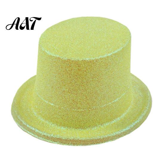 Decorative Props for Holiday Displays Shiny Top Hats, Glitter Hat Adult Kids, Colorful Magician Hat, Victorian Dress Up Christmas Stylish Wide