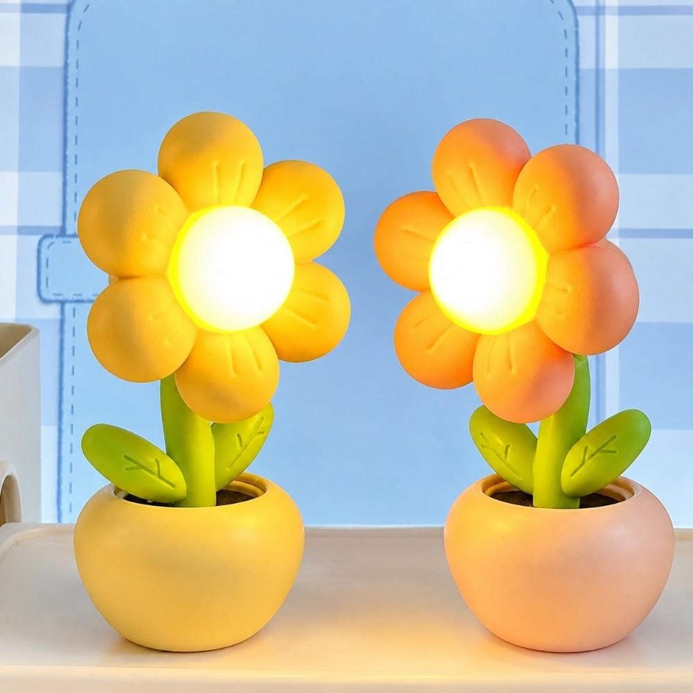LED Light Source Mini Table Lamp Floral Design Small Desk Lamp Bedside Night Light  For Kids