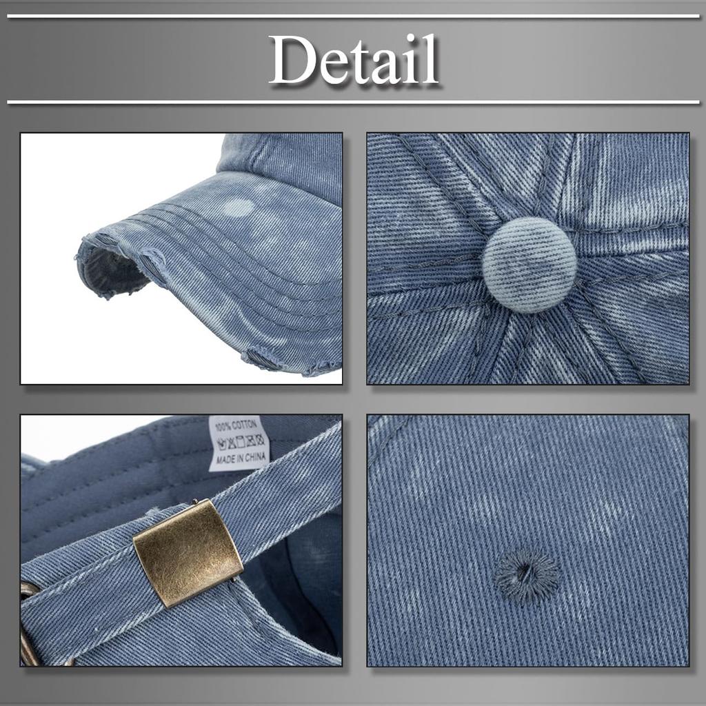 Buzz Selection BB Denim Brim Stylish and Cool Distressed Design for Men and CAP414 Cap, Cap, Women, (Black)