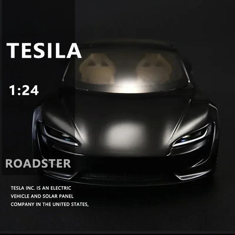 1:24 Scale Alloy Tesla Roadster Sport Car Model Diecast Metal Toy Vehicles Convertible Car Toy Boy Gift Collective Home Decor