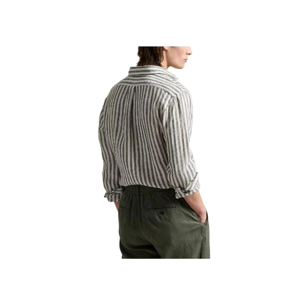 Polo Ralph Lauren Single Breasted Long Sleeve Striped Shirt Men shirts Green 710969636-001