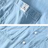 Summer Classical Denim Short Sleeve Shirts for Men Youth Daily Casual Pure Cotton Turn Down Collar Blue Jeans Shirt with Double Pockets