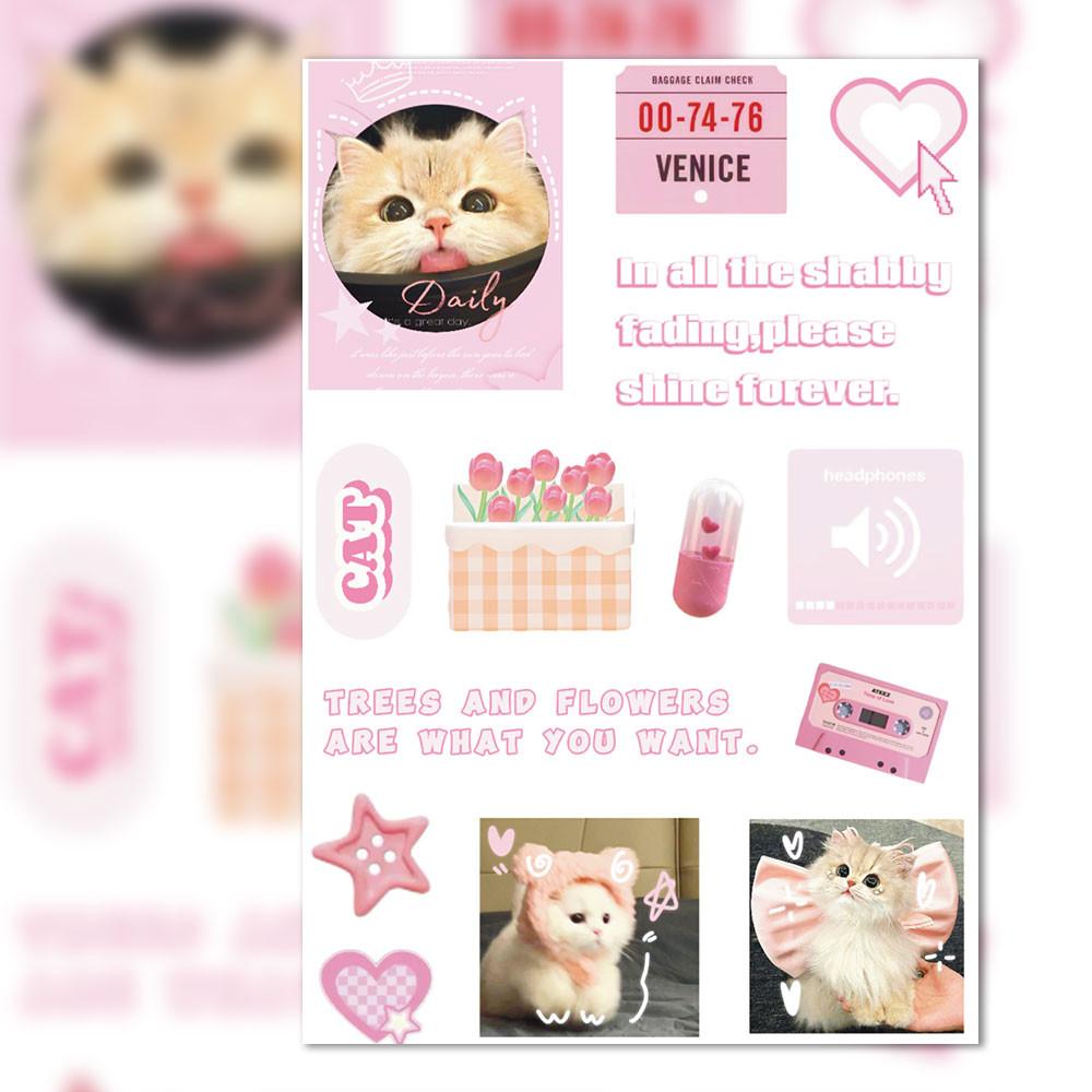 8-Piece Cute Cat Stickers - Adorable Decorative Decals for Phone Cases, Notebooks & Water Bottles