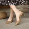 New retro pointed high heels beige bag head sandals women's stiletto middle heel empty single shoes