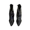 Retro Style Pointed Pleated Piled Boots 2025 Autumn and Winter New High-heeled Medium Boots Women's Versatile Thick-heeled Knight Boots