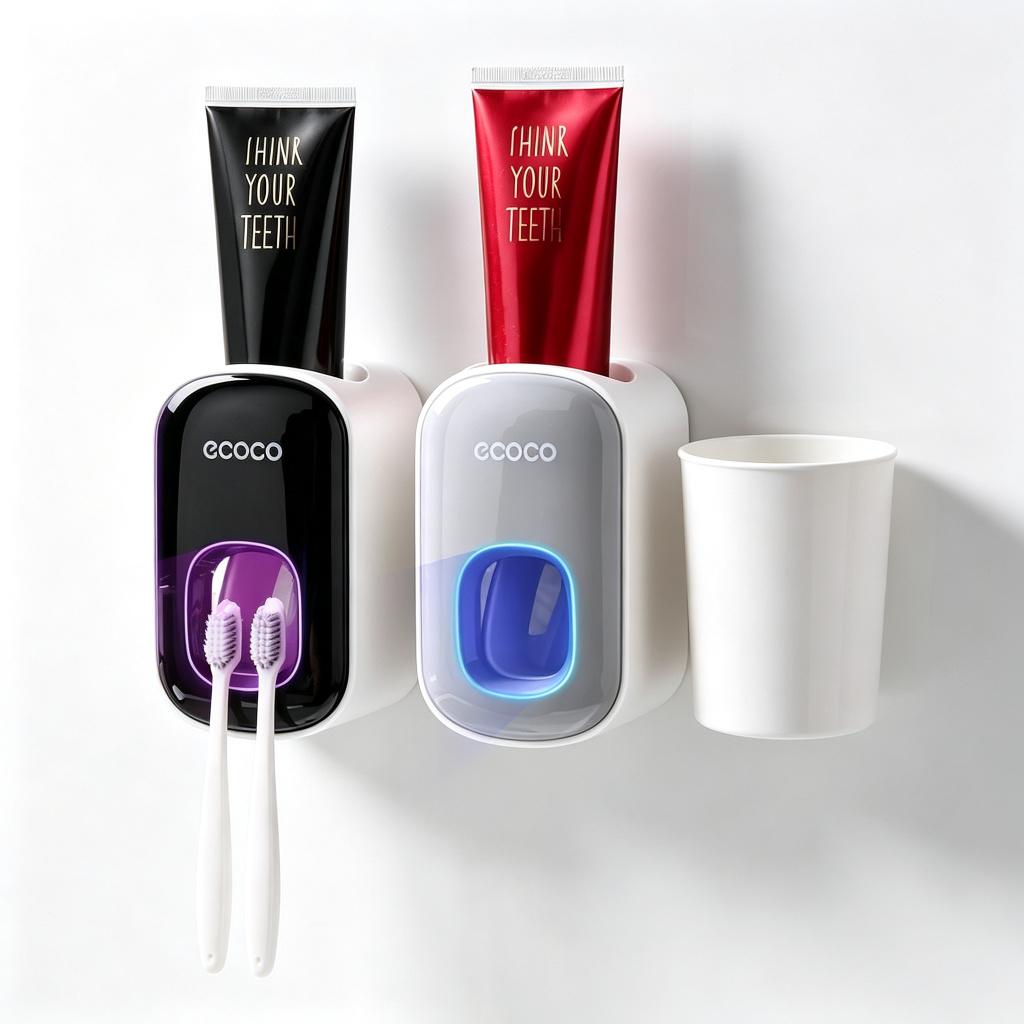 Bathroom Accessories Pack Automatic Toothpaste Dispenser Wall Mount Toothpaste Squeezer Toothpaste Holder Rack