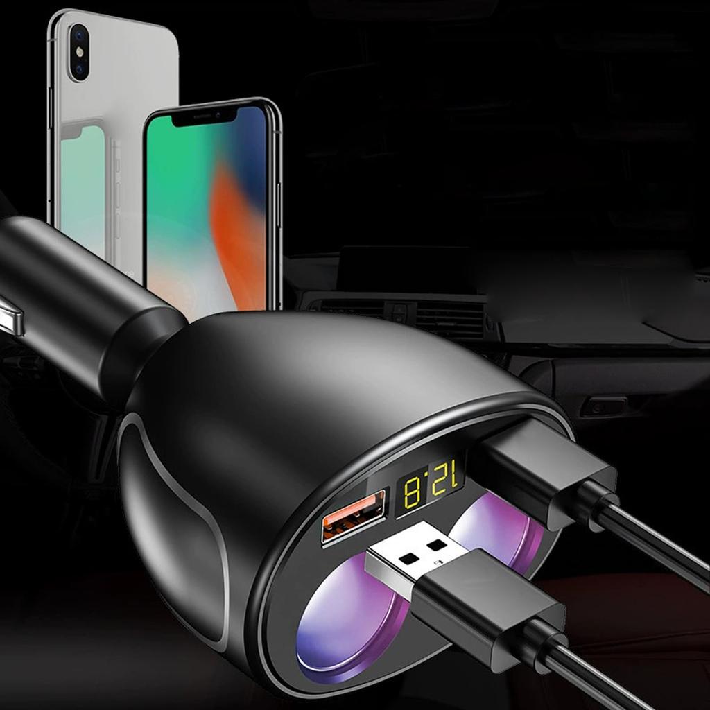 Lighter Adapter, Car  Lighter Splitter Fast Charging USB Car Charger Adapter with Voltmeter 30W PD & QC 3.0 12V USB  Extension Car
