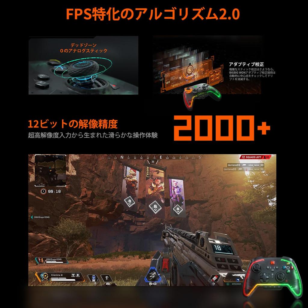 Wireless Controller, BIGBIG WON Rainbow 2 Pro PC Controller, 6-Axis Gyro Sensor, Hall Effect Triggers, ALPS Joystick, Custom Buttons, 3.5mm Audio Game