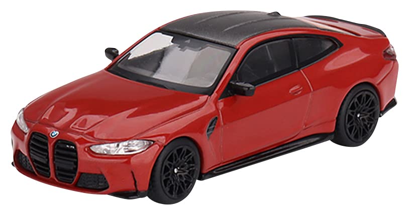 TrueScale Miniatures MINI GT Scale BMW M4 Competition Toronto Red Complete Model 1/64 (G82) Metallic, Left-Hand Drive,