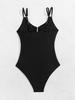 2025 European & American Solid Color Ruched Slimming One-Piece Bikini Swimsuit
