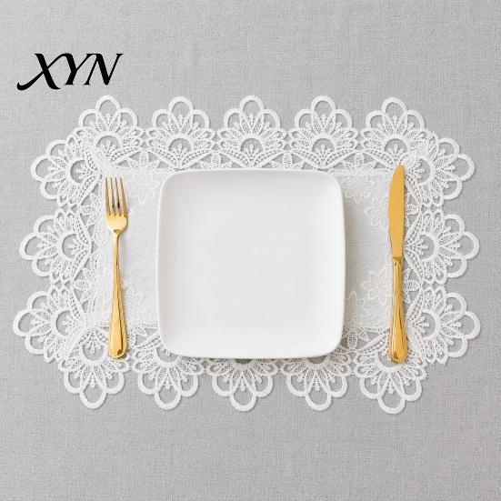Romantic Simple Design Placemat White Lace Placemat, Foldable Soft Anti-Wrinkle Table Mat, Heat And Bark-grain Resistant Non-Yellowing Durable Dining