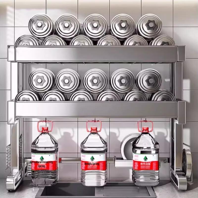 Double-Layer 304 Stainless Steel Over-Sink Dish Drying Rack