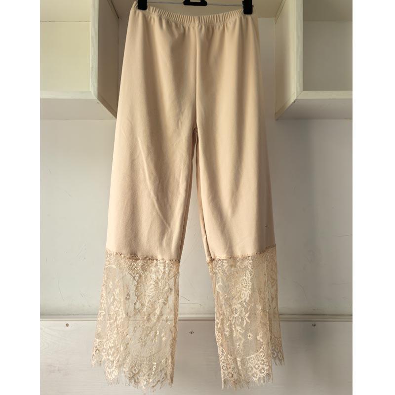 Women's Winter Velvet Lace Qipao Hanfu Pants: Breathable, Anti-Exposure Base Layer Pajamas