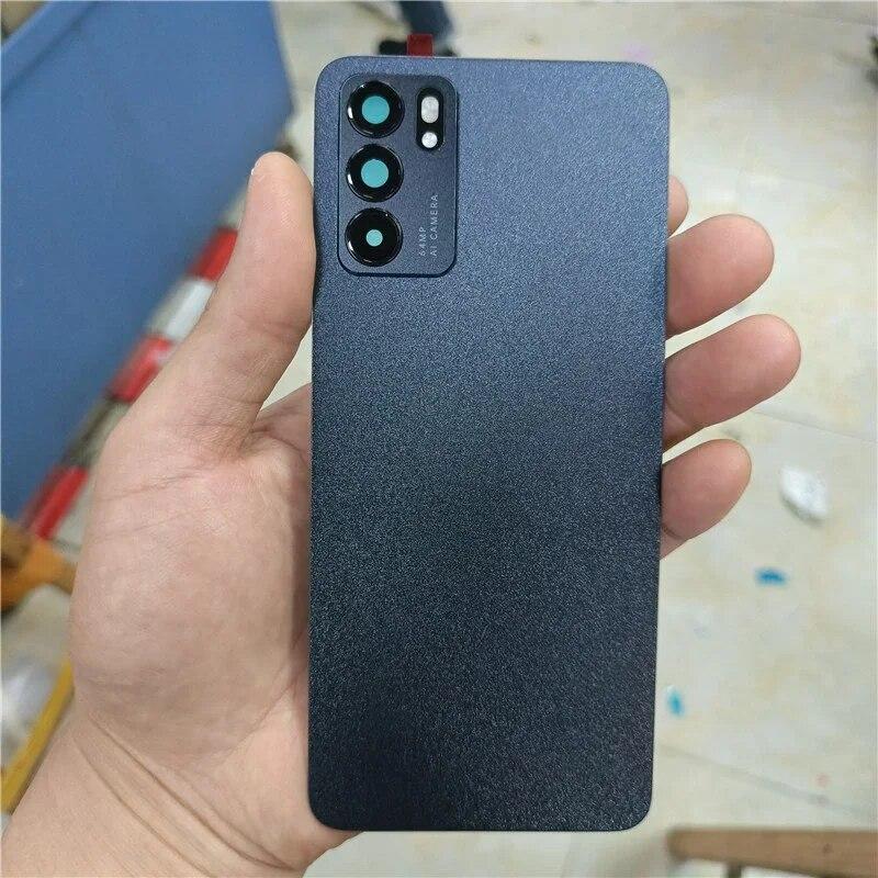 

Заднее стекло для OPPO Reno 6 5G задняя крышка батарейного отсека корпус задней двери с запасными частями для объектива камеры чёрный