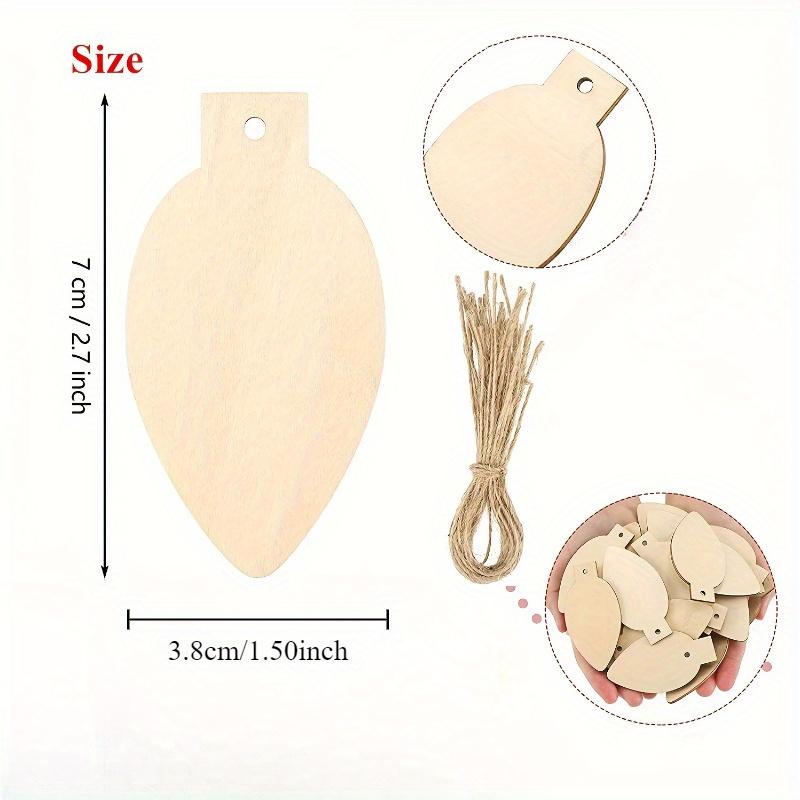 50pcs Unfinished Wooden Light Bulbs and Wooden Chips DIY Blank Christmas Wooden Hanging Decorations Hanging Ornaments for Christmas