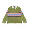 Striped Loose Comfortable Pullover Long Sleeve Vintage Polo Shirt Men Tops Olive-Green 1140258