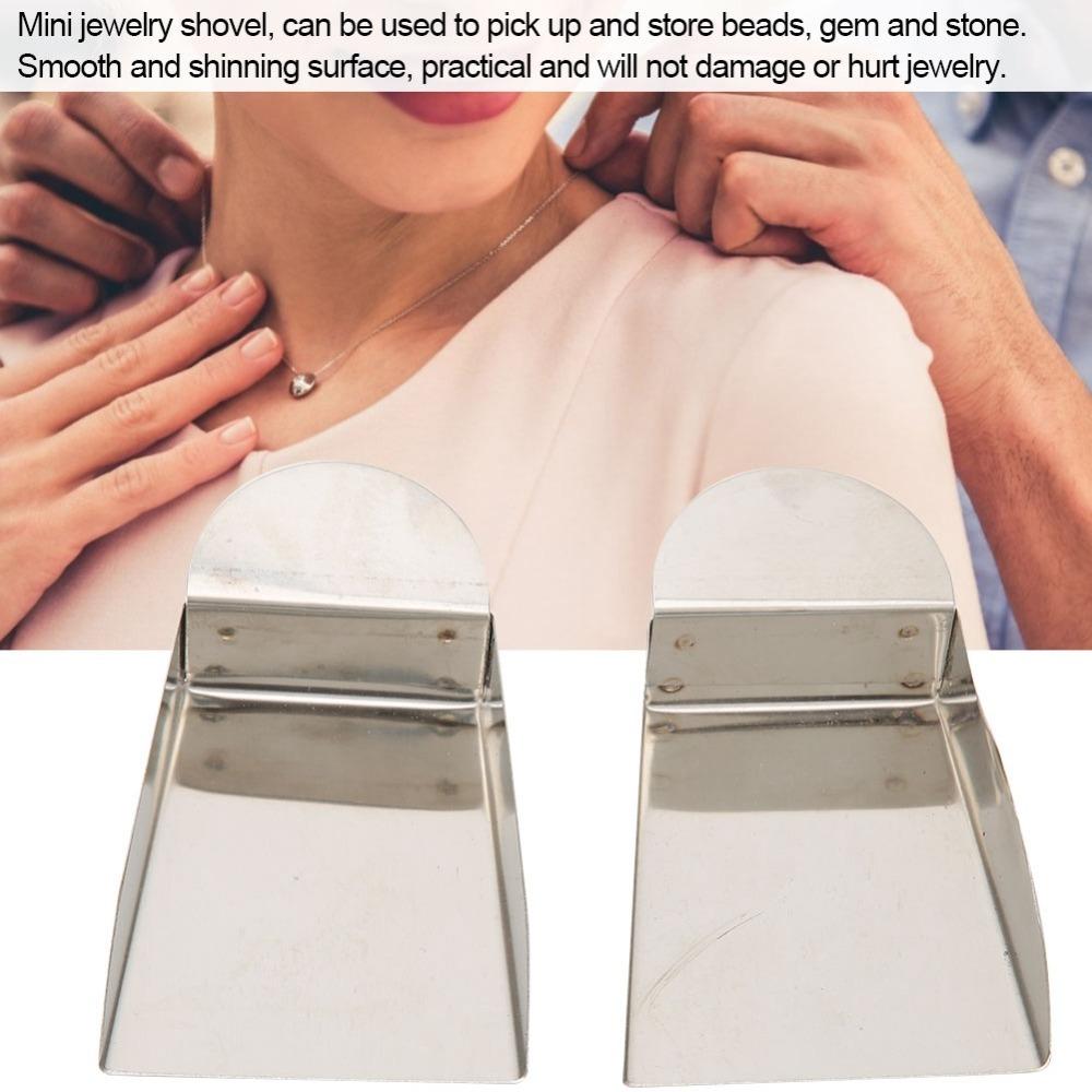 2pcs Small Size Mini Shovel Stainless Steel Bead Scoop Portable Jewelry Scoop Gemstone Sorting