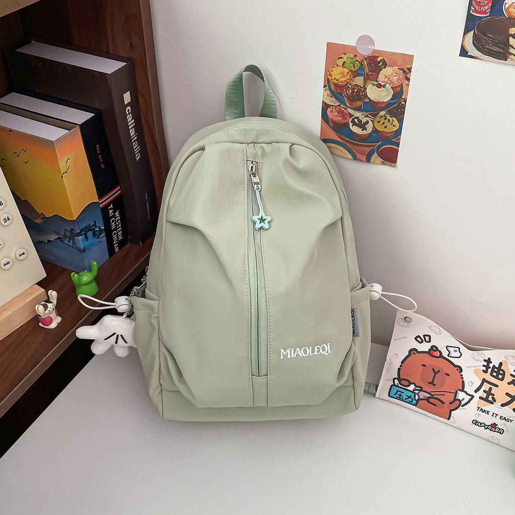 Schoolbag Backpack Female Student Small School Bag Korean Simple Versatile Nylon Cloth Leisure Travel Commuter Small Backpack Female