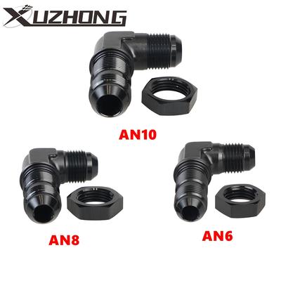 AN10 AN8 AN6 Male To Male 90 Degree Flare Bulkhead Adapter Fitting with Nut For Tab or Wirewall
