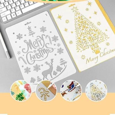Christmas Painting Template DIY Hand Account Template Theme Lace Ruler Painting Template Random Style