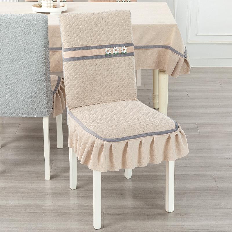

Skirted Chair Cover Gentle Soft Heat Resistant Full Coverage Seat Cover All Season Universal Plaid Pattern Furniture Protectors 1 piece