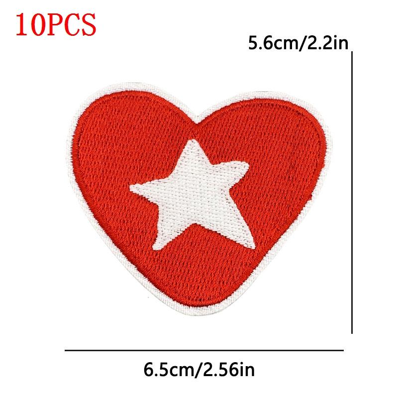 10PCS/Lot Wholesale Black Red Patches Heart Start Iron On Patches For Clithing Love Lip Embroidery Patches On Jeans Accessories