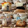 Mischievous Cat Cushion Cover Anti-dustmite Pillowcase Invisible Zipper Silky Short Plush Sofa Cushion Cover