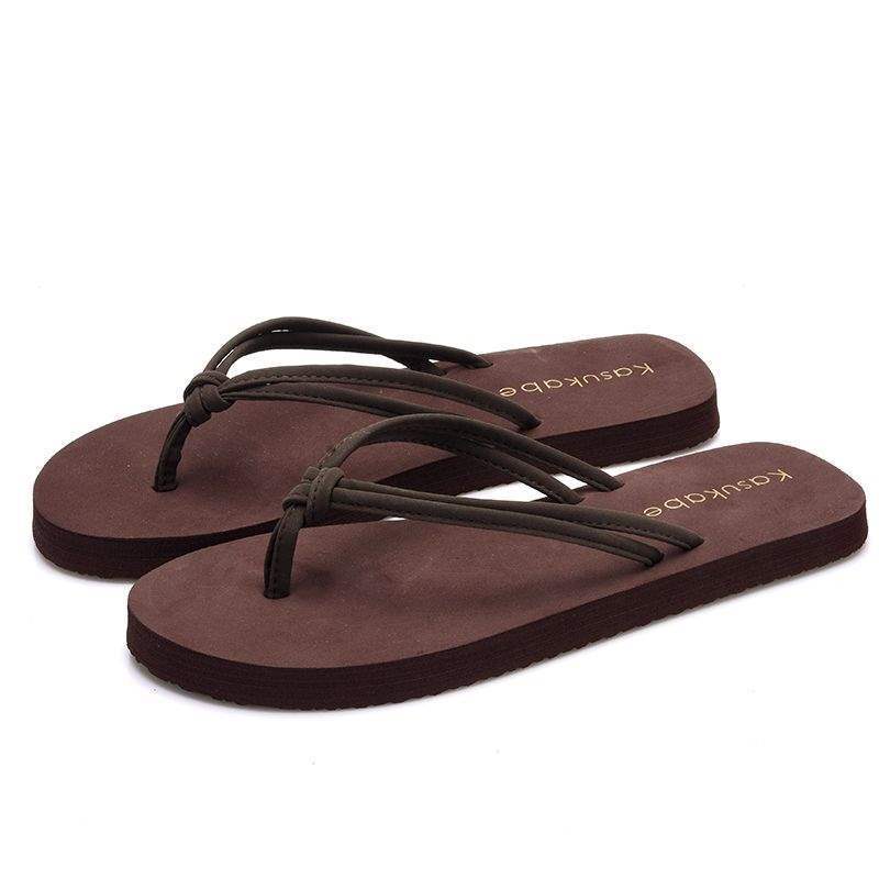 Thick-bottomed Slope Heel Mid-heel Flip-flops Women's Outdoor Wear Flat-heeled Slippers Double with Beach Mop Non-slip Cool Slippers