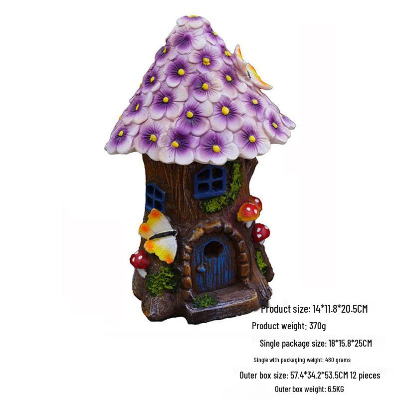 

New Resin Solar Flower House LED Outdoor Waterproof Decorative Courtyard Light