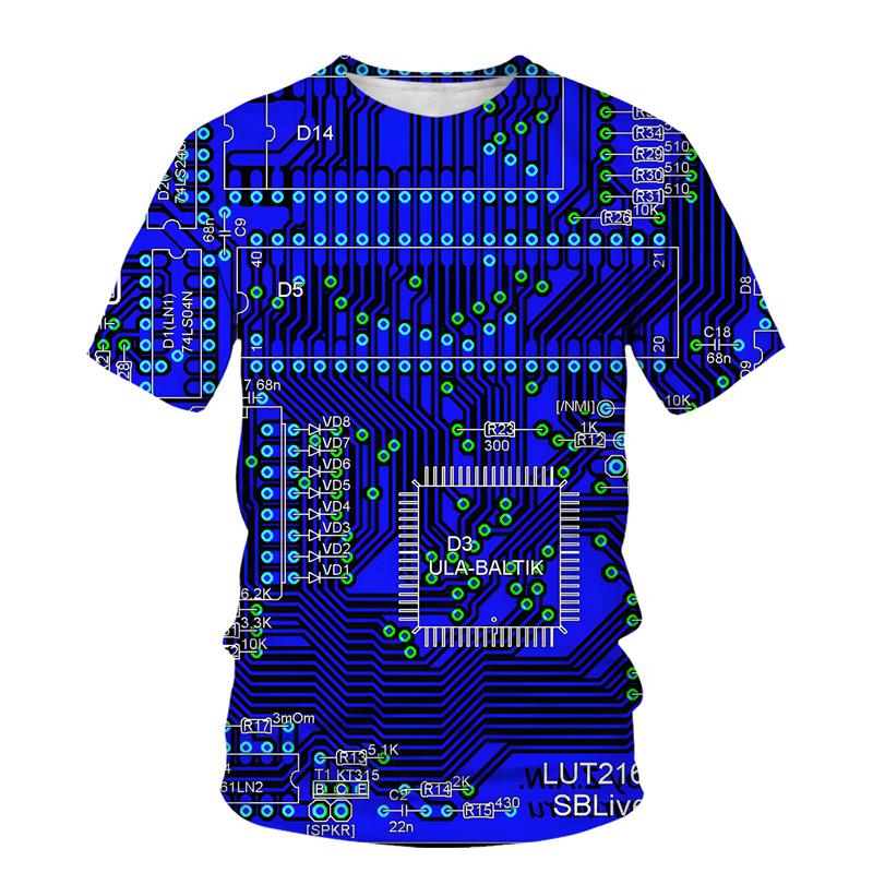 3D Printed Circuit Board Graphic T Shirt For Men Summer Fashion Harajuku T-shirt  Electronic Chip Creative Tee Shirts Women Gym