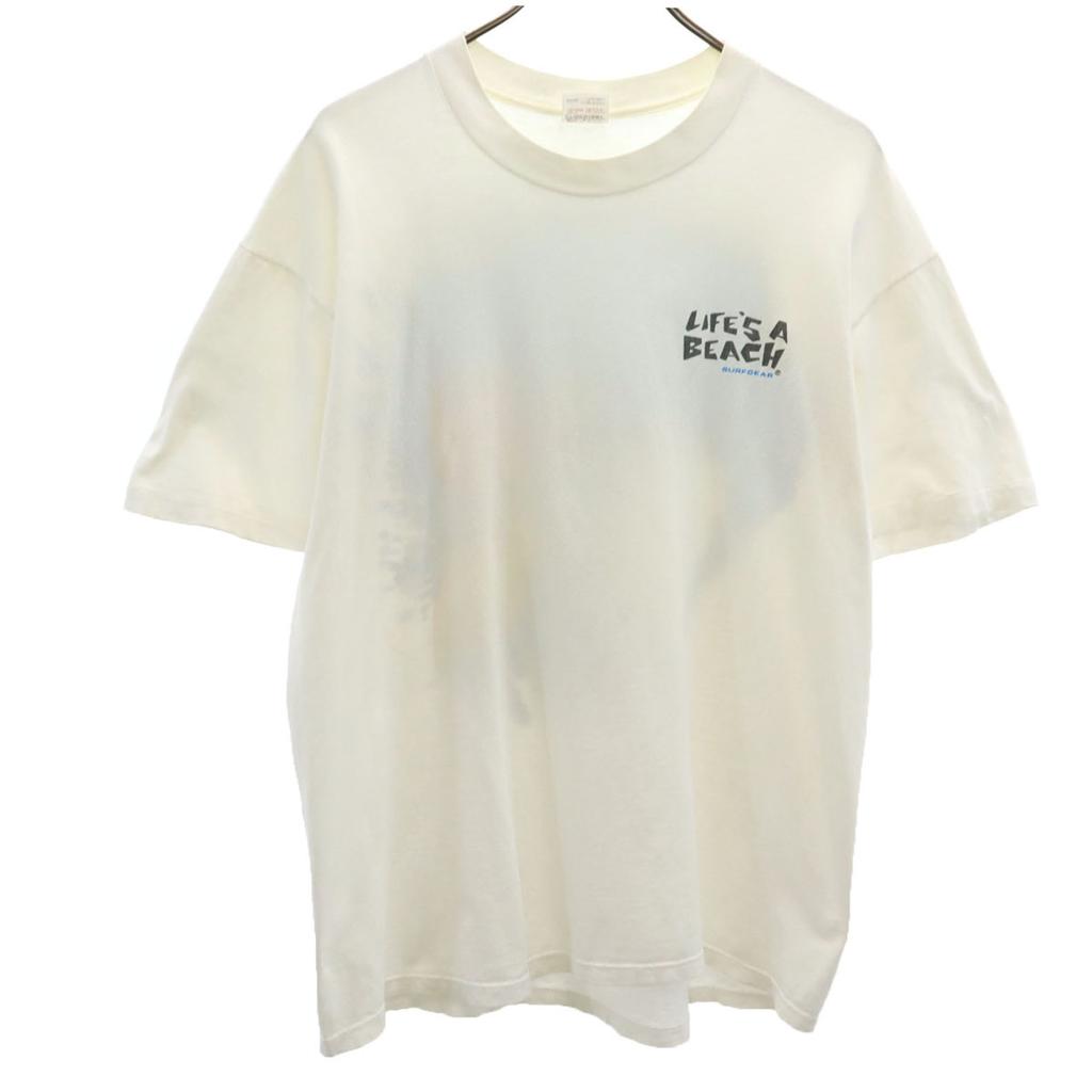 STEDMAN 90s Old USA made LIFE'S A BEACH Back print Short sleeve Surf print T-shirt Men's Used