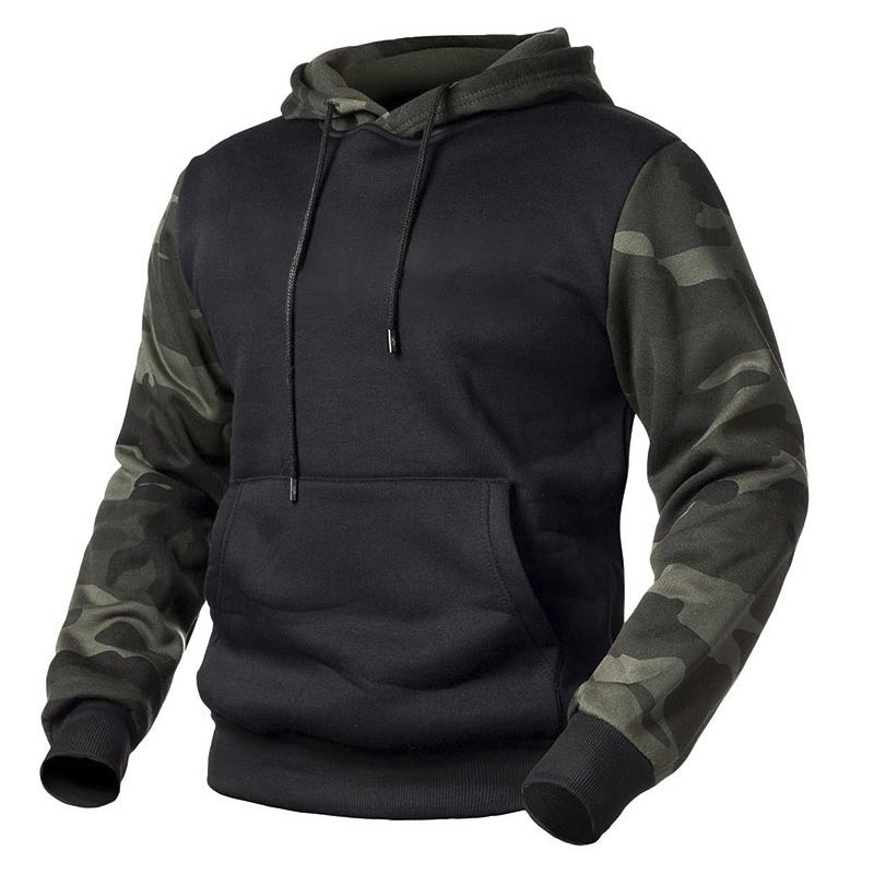 GS Herfst Heren Militaire Camouflage Fleece Hoodies Leger Tactische Mannelijke Winter Camo Hip Hop Pullover Hoody Sweatshirt Losse Kleding XL zwart