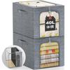 FJANS Foldable and Stackable Clothing Storage Boxes for Closet Shelves, Perfect for Changing Out, with Transparent Window, Made of Cationic Fiber (40L