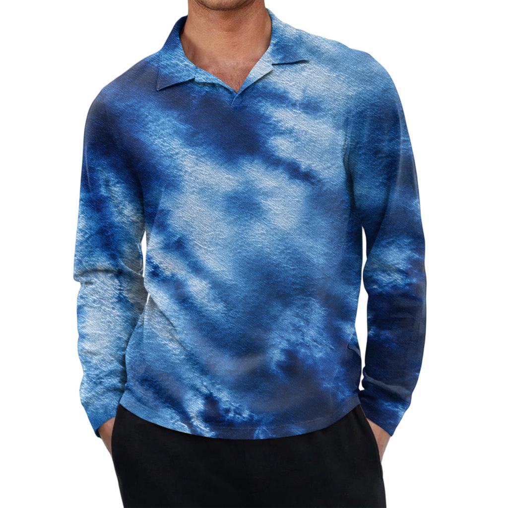 Men's Casual Retro Small V-neck Long-sleeved Top