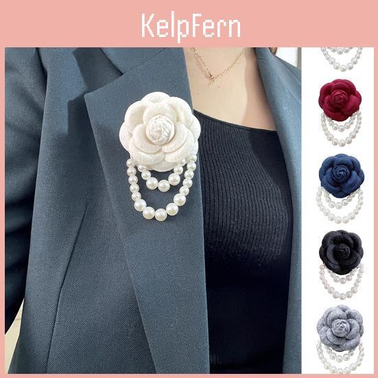 Elegant Vintage Rose Flower Brooch High Gloss Faux Pearl Chain Hat Shawl Scarf