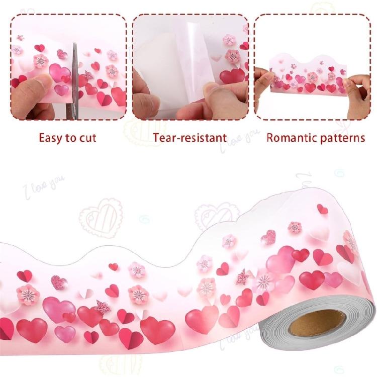 Bordo a Tema San Valentino Bordi a Forma di Cuore Adesivo da Parete Lungo 59ft Largo 75mm per Camera da Letto Decorazione Festa in Casa