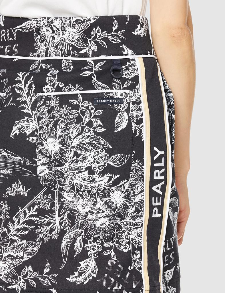 Skirt C THERMOLITE Cardboard Knit Floral Lightweight Warmth Navy Base 1 [PEARLY GATES] Women's T/C / 055-2234930 121_Dark [M]