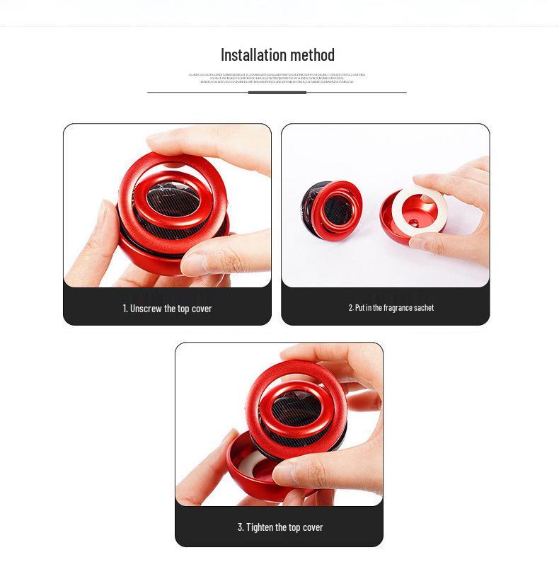 Solar-Powered Rotating Car Perfume with Double Ring Design