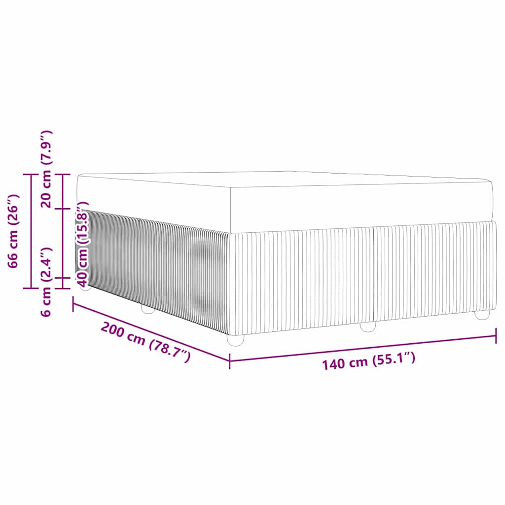 Bed Frame with Mattress Cream 140 x 200 cm Fabric