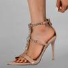 Fashion Rhinestone Narrow Band Designer High Heels Women Sexy Zip Cover Strap Stiletto Sandals Wedding Banquet Pumps Shoes Sandalias