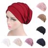 Soft Cotton Beanies Women Elastic Turban Hat Beanies Muslim Hijabs Winter Warm Head Wrap Hair Loss Headscarf Chemo Hat